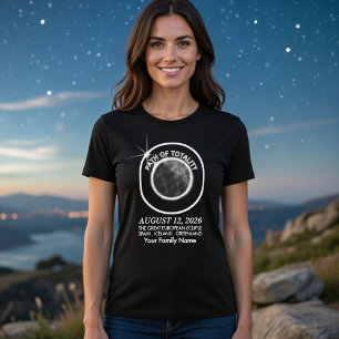 Camiseta Eclipse Total do Sol 12 de Agosto de 2026 Família