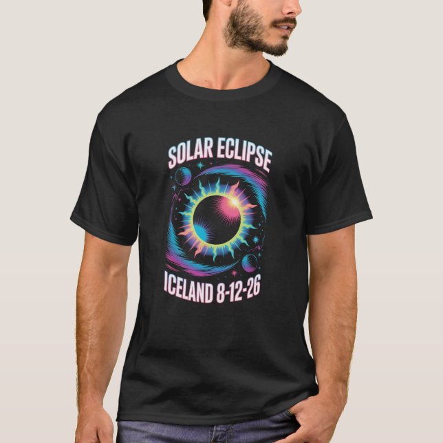 Camiseta Eclipse Total do Sol 12 de Agosto de 2026 Islândia (Frente)