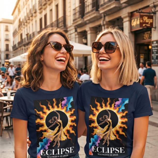 Camiseta Eclipse Total do Sol 12 de Agosto de 2026 Madrid E (Criador carregado)