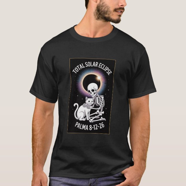 Camiseta Eclipse Total do Sol 12 de agosto de 2026 Palma Te (Frente)