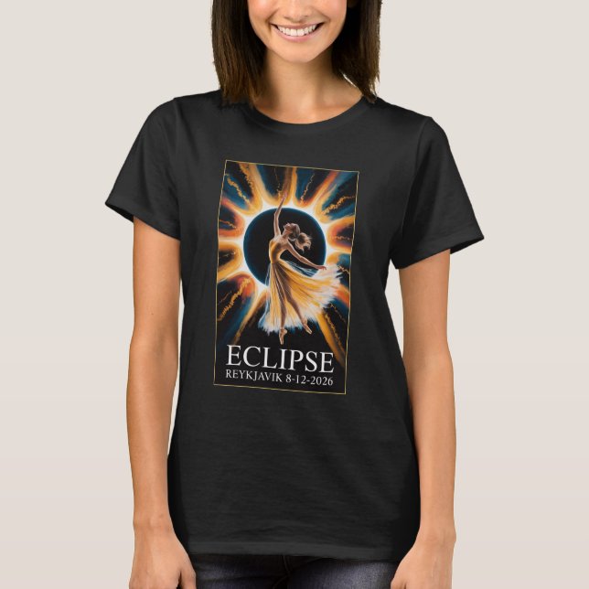 Camiseta Eclipse Total do Sol 12 de Agosto de 2026 Reykjavi (Frente)