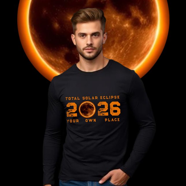 Camiseta Eclipse Total do Sol 2026 (Total Solar Eclipse 2026 Long Sleeve T-Shirt Mens )