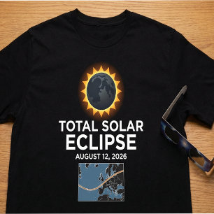 Camiseta Eclipse Total do Sol 2026, 12 de Agosto Totalidade