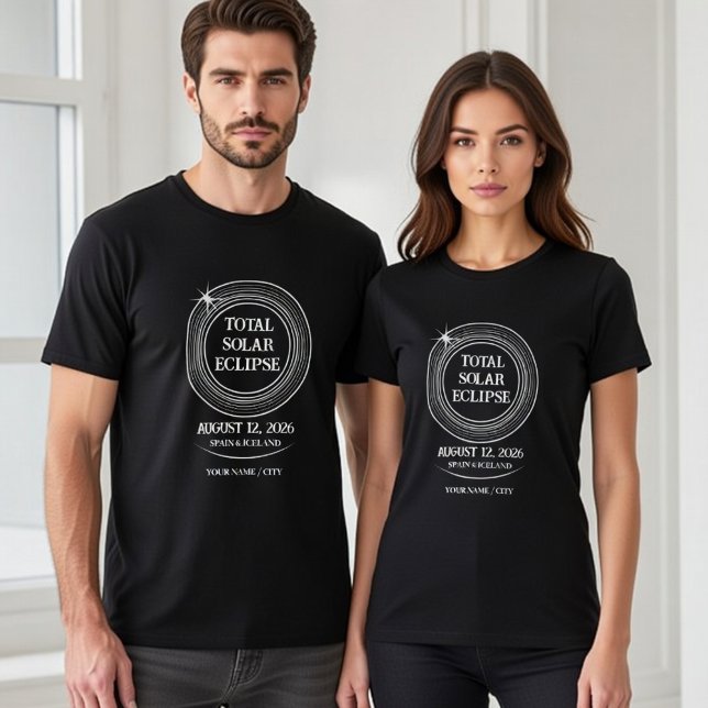 Camiseta Eclipse Total do Sol 2026 Espanha Islândia (Stay cozy during the 2026 Eclipse. A stylish keepsake for the August 12th event.)