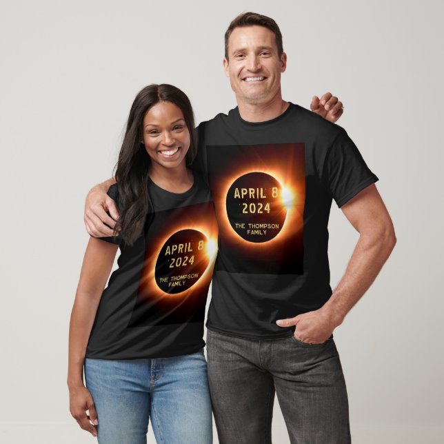 Camiseta Eclipse Total do Sol 8 de Abril de 2024 Personaliz (Unissex)