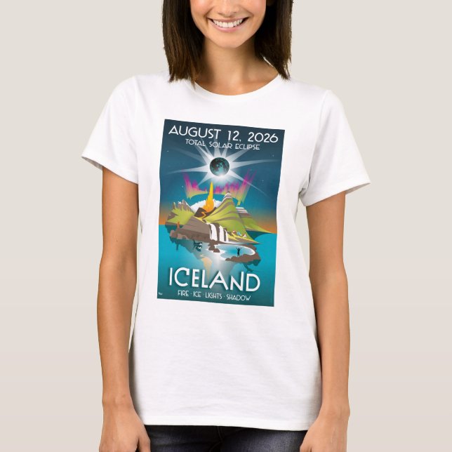 Camiseta eclipse total do sol de 2026 na Islândia - Camiset (Frente)