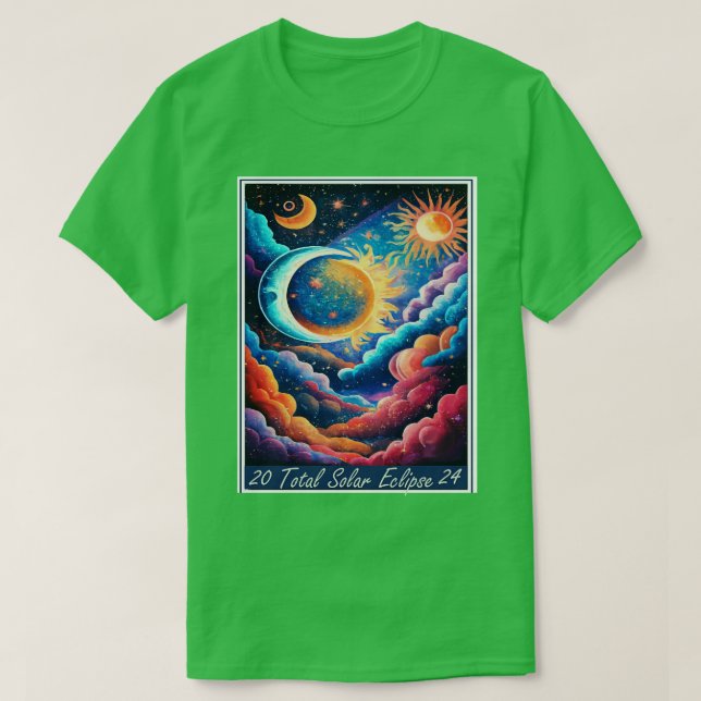 Camiseta Eclipse Total Solar 2024 Starry Graphic Design (Frente do Design)