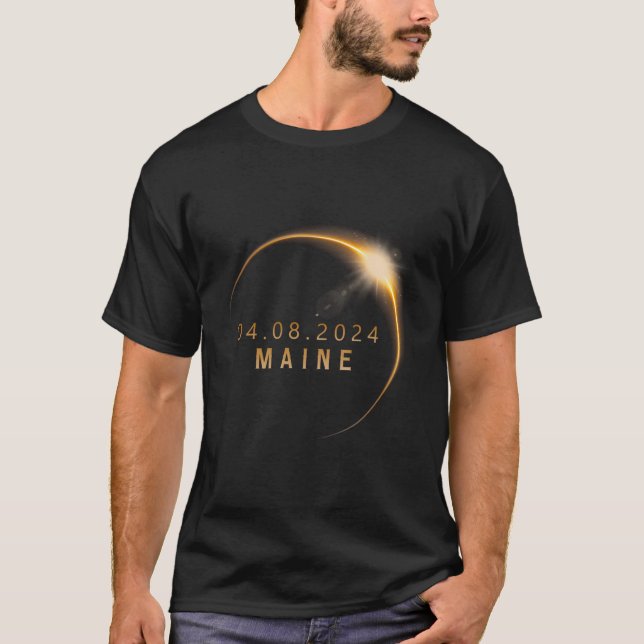 Camiseta Eclipse Total Solar no Maine Abril 8 2024 Eclipse  (Frente)