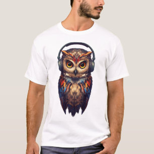 Camiseta Eco da Meia-Noite – Coruja Abstrata com Alma