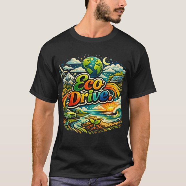 Camiseta Eco Drive: Gráfico de Futuro Sustentável (Frente)