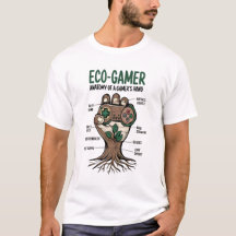 Eco-Gamer T-Shirt: Anatomia da Design da Mão do Jo
