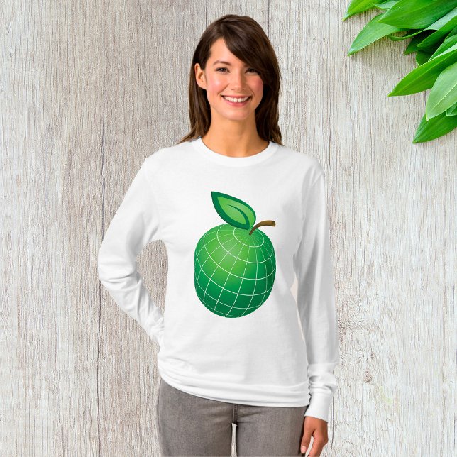 Camiseta Eco Globe Fruta Terra Esfera Folha Verde (Criador carregado)