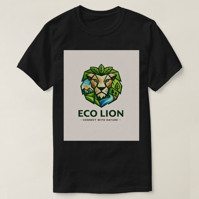 Camiseta Eco-Nature Geometric Lion (Frente do Design)