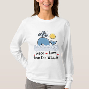 Camiseta Economias do amor da paz o Hoodie das baleias