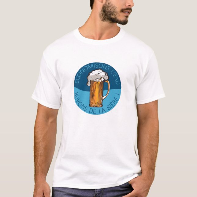 Camiseta economisons eau buvons biere alcool humour citatio (Frente)