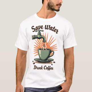 Camiseta Economize Água Beba Café