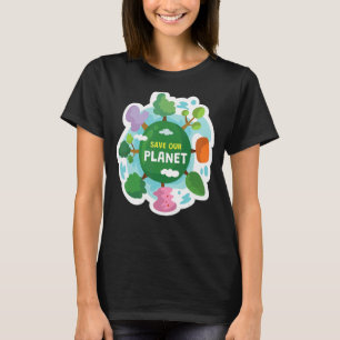 Camiseta Economize nosso ambiente verde de energia do plane
