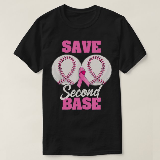 Camiseta Economize o segundo Cancer de mama de beisebol eng (Frente do Design)
