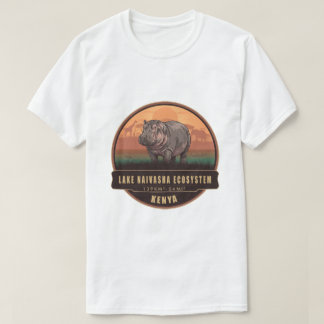 Camiseta Ecossistema do Lago Naivasha Quênia Safari Hipopót