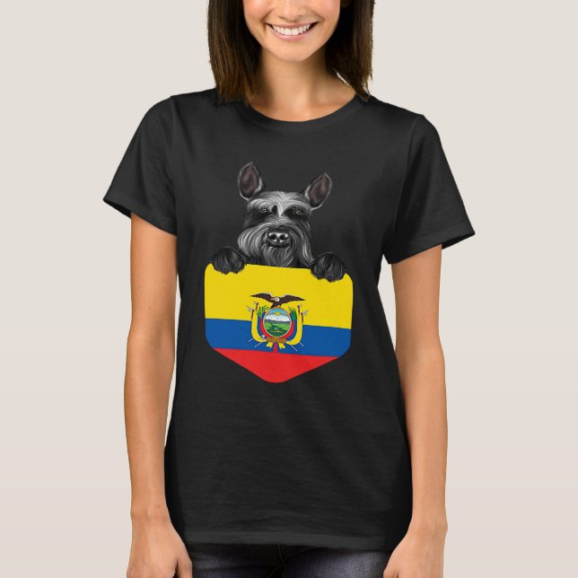 Camiseta Ecuador Flag Giant Schnauzer Dog In Pocket (Frente)