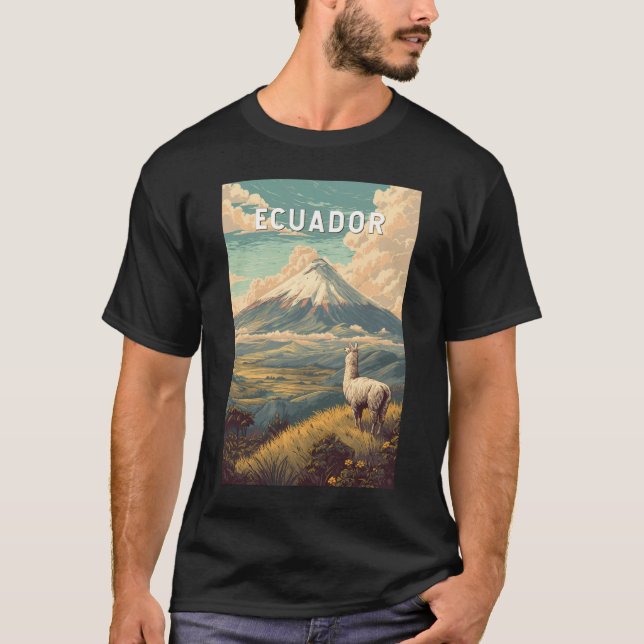 Camiseta Ecuador Illustration Travel Art Vintage (Frente)