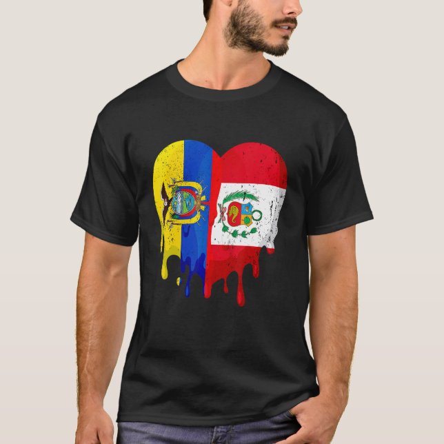 Camiseta Ecuador Peru Flag Heart Citizen Grown Patriot Coun (Frente)