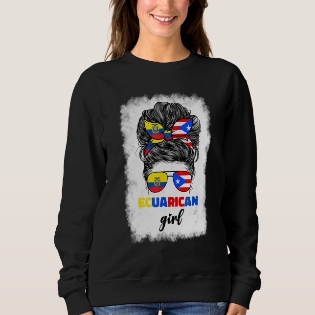 Camiseta Ecuadorian And Puerto Rican Rico Ecuador Flag Girl (Frente)