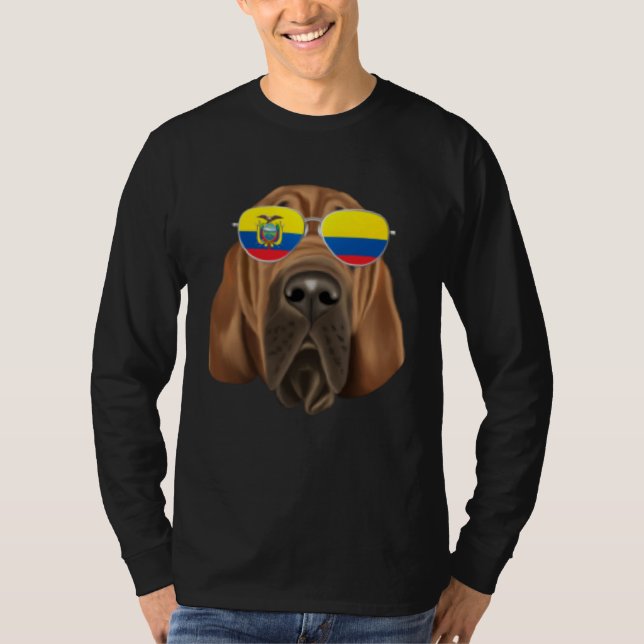 Camiseta Ecuadorian Flag Bloodhound Dog Ecuador Pocket (Frente)