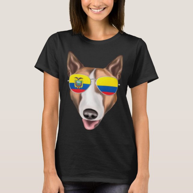 Camiseta Ecuadorian Flag Bull Terrier Dog Ecuador Pocket (Frente)