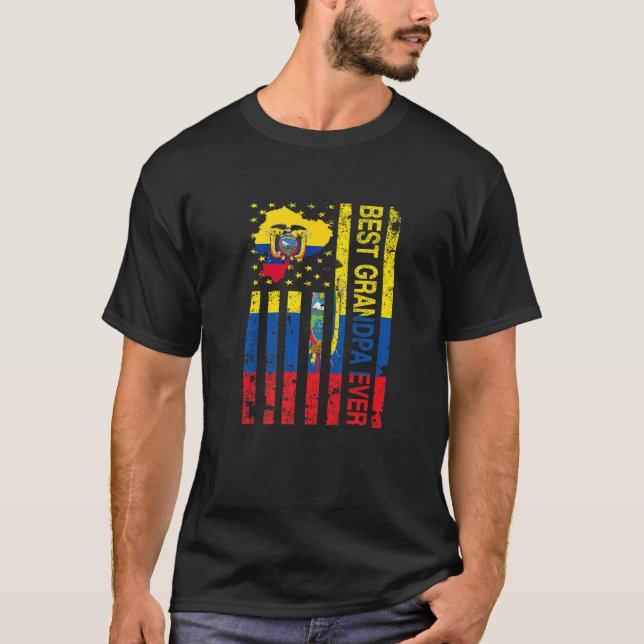 Camiseta Ecuadorian Grandpa  Ecuador Usa American Father's  (Frente)