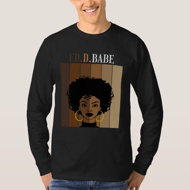 Camiseta ED d Babe EdD Doutorado em Educação Preto  (Frente)