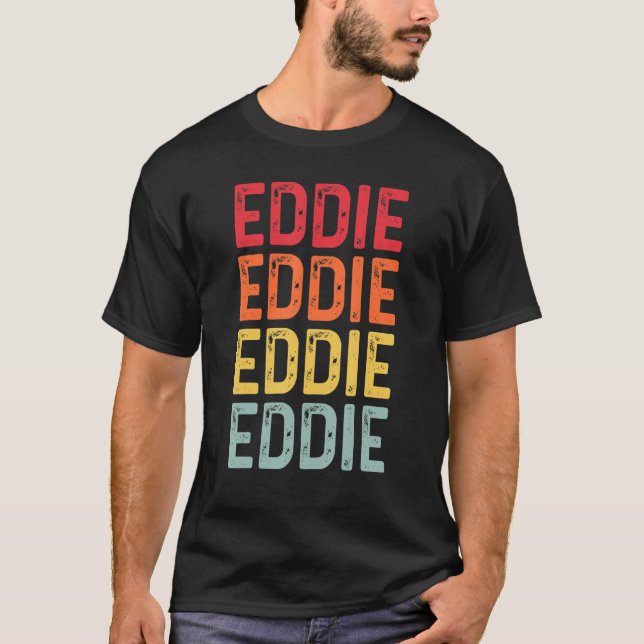 Camiseta Eddie Surname Retro Vintage 80s Reunião de Anivers (Frente)