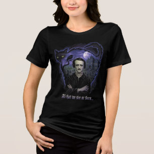 Camiseta Edgar Allan Poe Gothic Womens Tee - Raven & Cat