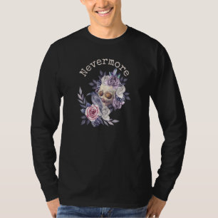 Camiseta Edgar Allan Poe O Raven Nunca Mais Gótico Floral