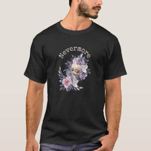 Camiseta Edgar Allan Poe O Raven Nunca Mais Gótico Floral
