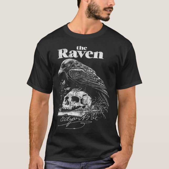 Camiseta Edgar Allan Poe The Raven Nevermore Distressed Ret (Frente)