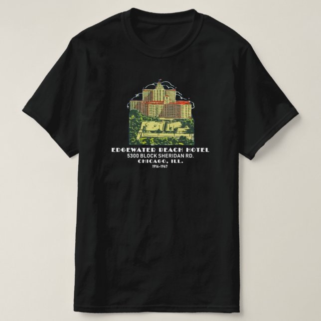 Camiseta Edgewater Beach Hotel, Chicago, Illinois (Frente do Design)