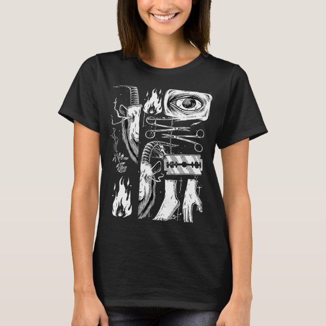 Camiseta Edgy Baphomet Sharp Objects emo Occu (Frente)
