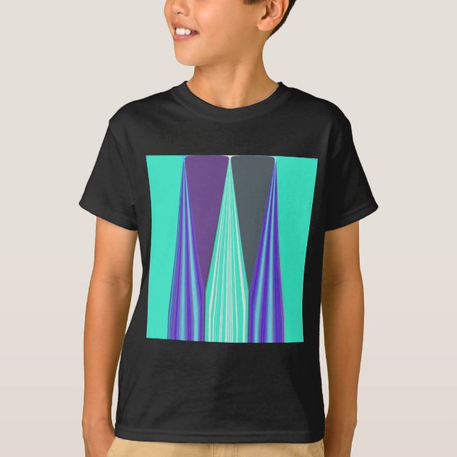 Camiseta Edgy Blue Purple Cyan Chevron Art Impressão (Frente)