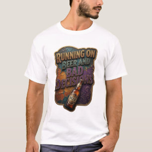 Camiseta Edgy CORRENDO À BASE DE CERVEJA E DECISÕES RUINS