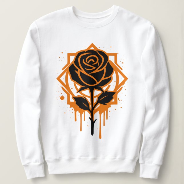 Camiseta Edgy Dripping Rose Artwork (Frente do Design)