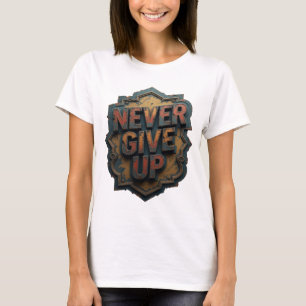 Camiseta Edgy Laranja com Slogan NUNCA DESISTA
