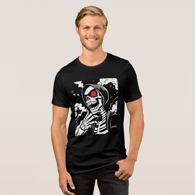 Camiseta Edgy Manga Skeleton Tee - Estilo Negrito e Reprodu (Frente Completa)