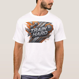 Camiseta Edgy Orange TRAIN HARD Quote
