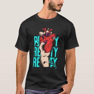 Camiseta Edgy Realista Coração Mão Apertada Streetwear Gráf