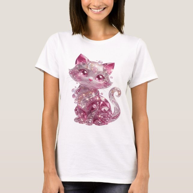 Camiseta Edgy Silver PINK DIAMOND CAT Citação (Frente)