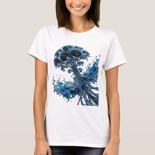 Camiseta Edgy Silver ROSES EM CASCATA Citação (Frente)