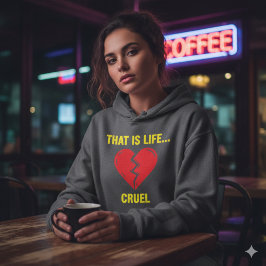 Camiseta Edgy Y2K Broken Heart Hoodie - That Is Life Cruel 