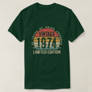 Camiseta Edição Limitada de 52 Anos 1974 Retro Aniversário 
