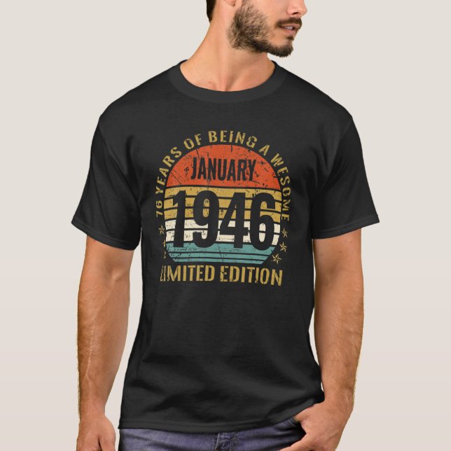 Camiseta Edição Limitada do presente de 76 anos, Janeiro de (Frente)